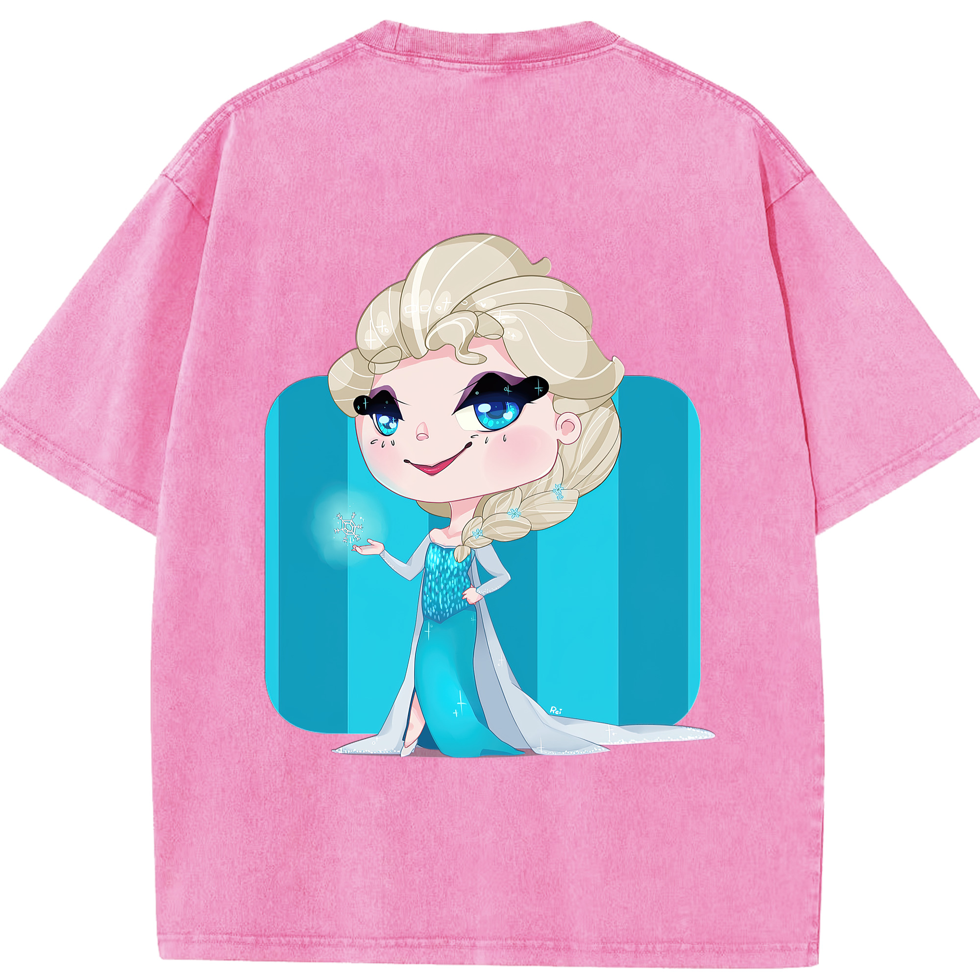 （画像用） アナと雪の女王 アンナ エルサ Frozen Anna Elsa 綿100% ヴィンテージ風 半袖Tシャツ（背面プリント）